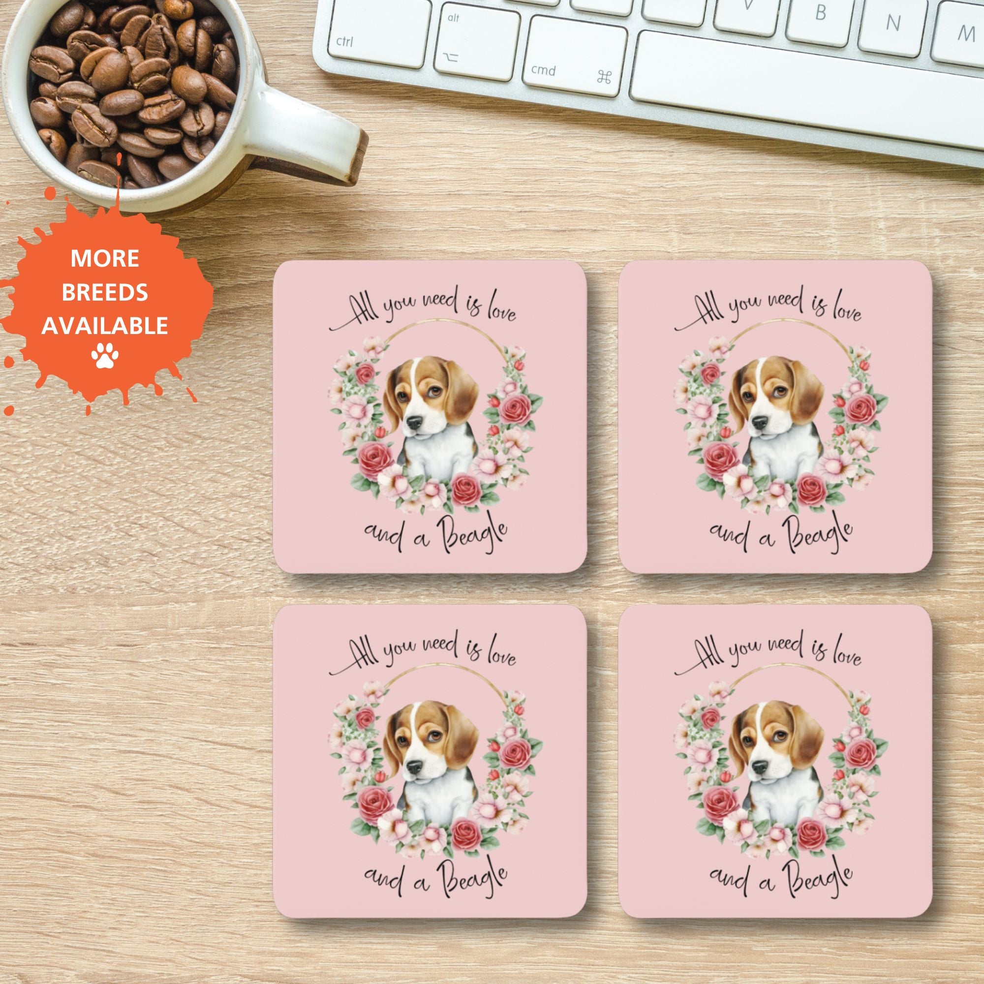 Coasters Dog Lover Gift, Set of 4 - Sweetie
