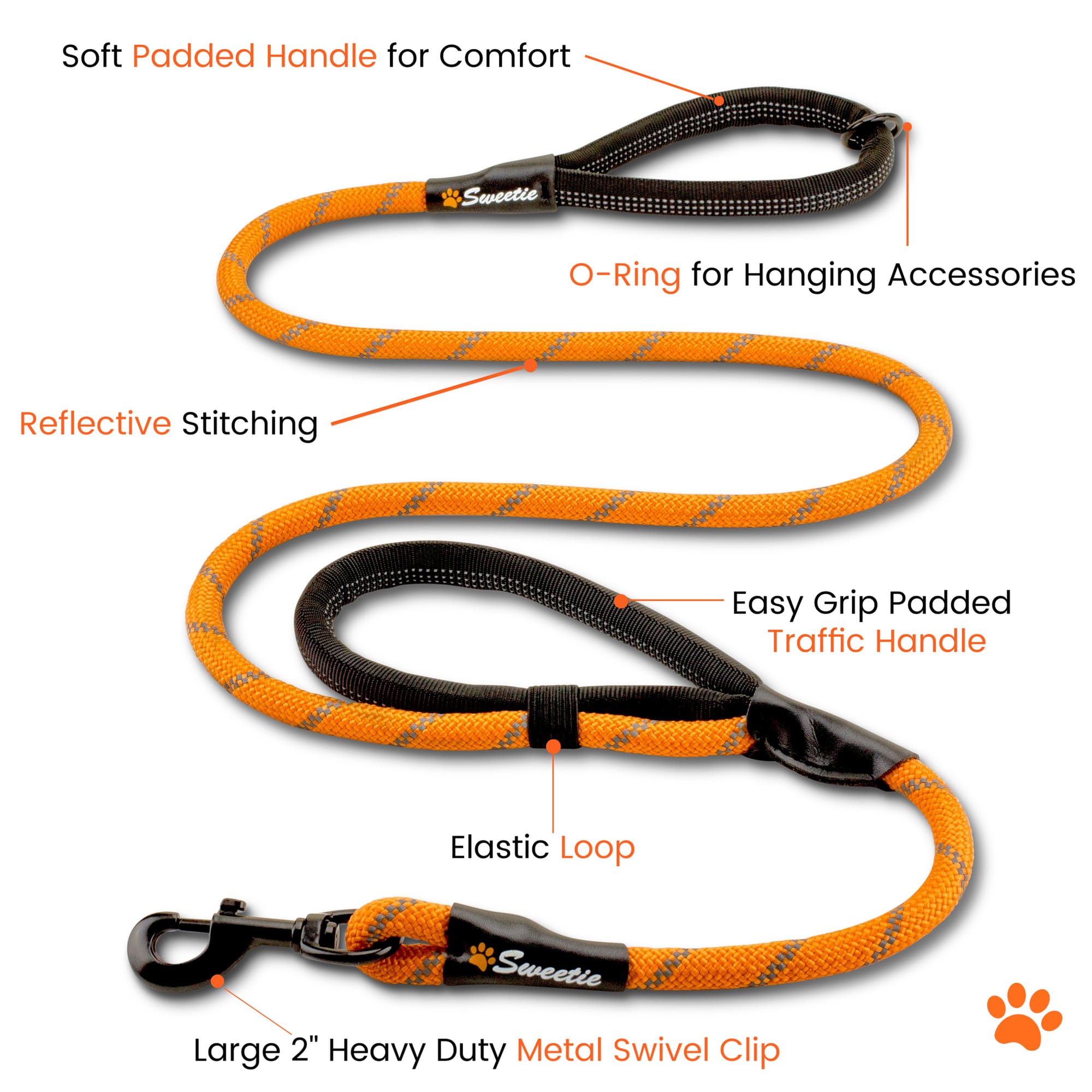 Orange Rope Lead - Sweetie