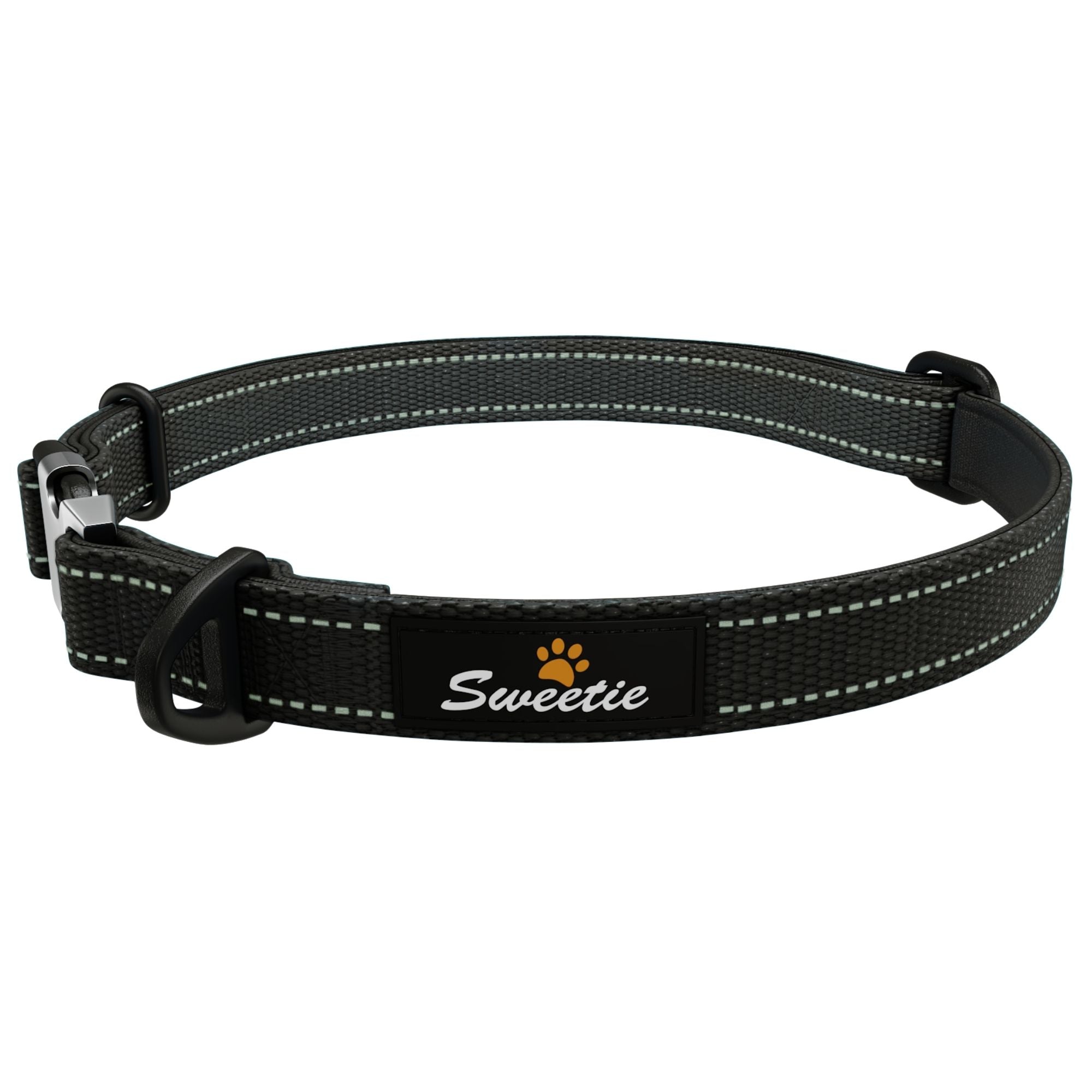 Neoprene Padded Dog Collar - Black - Sweetie