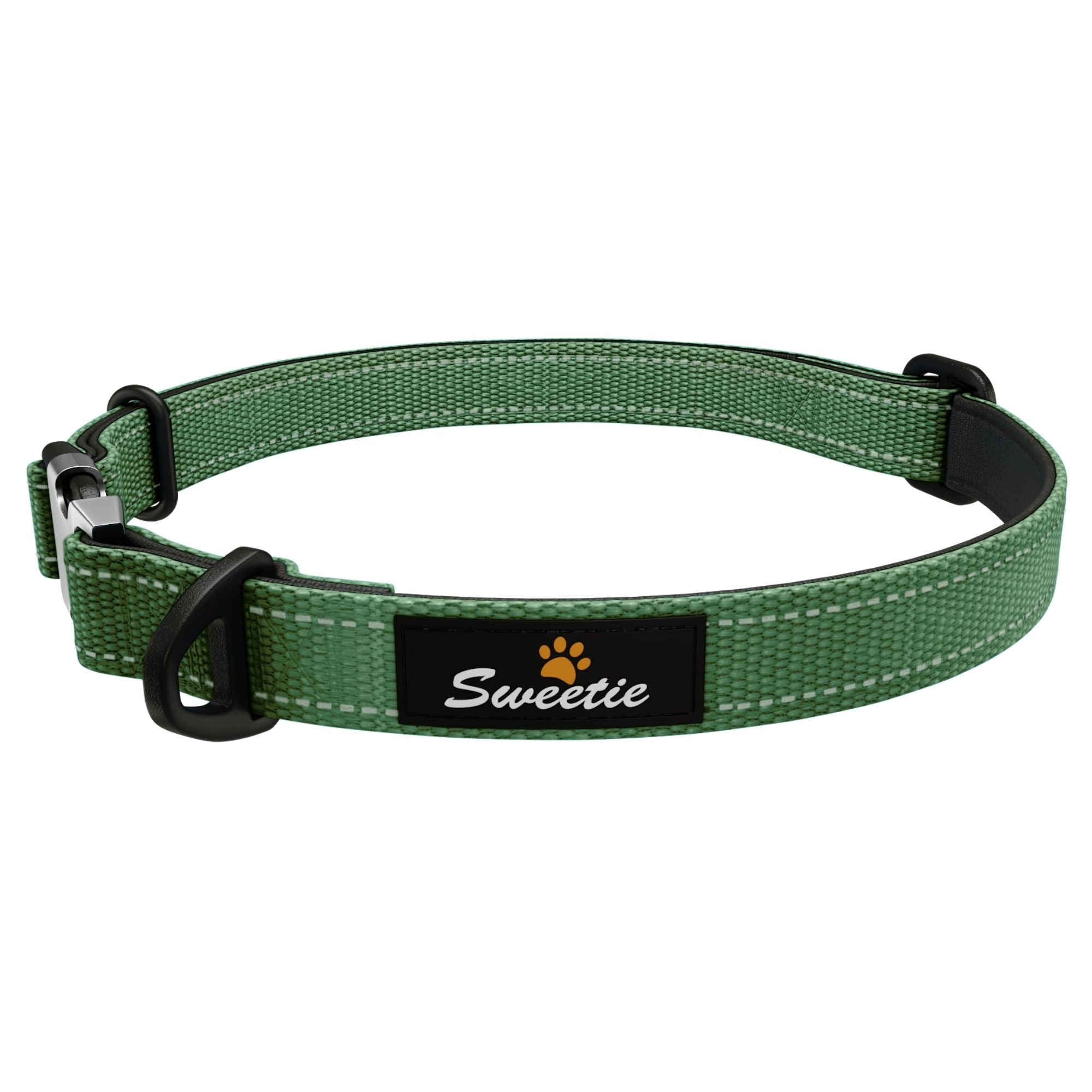 Neoprene Padded Dog Collar - Green - Sweetie