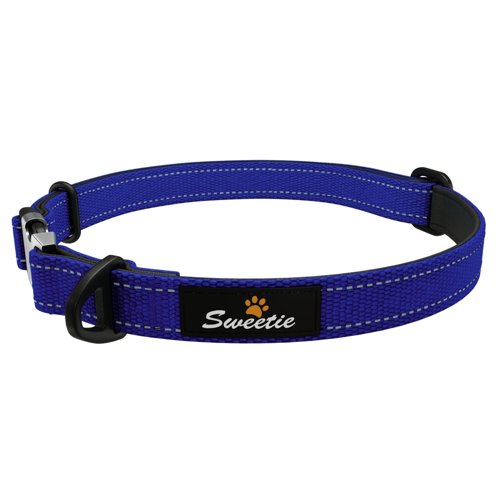 Neoprene Padded Dog Collar - Nautical Navy Blue - Sweetie