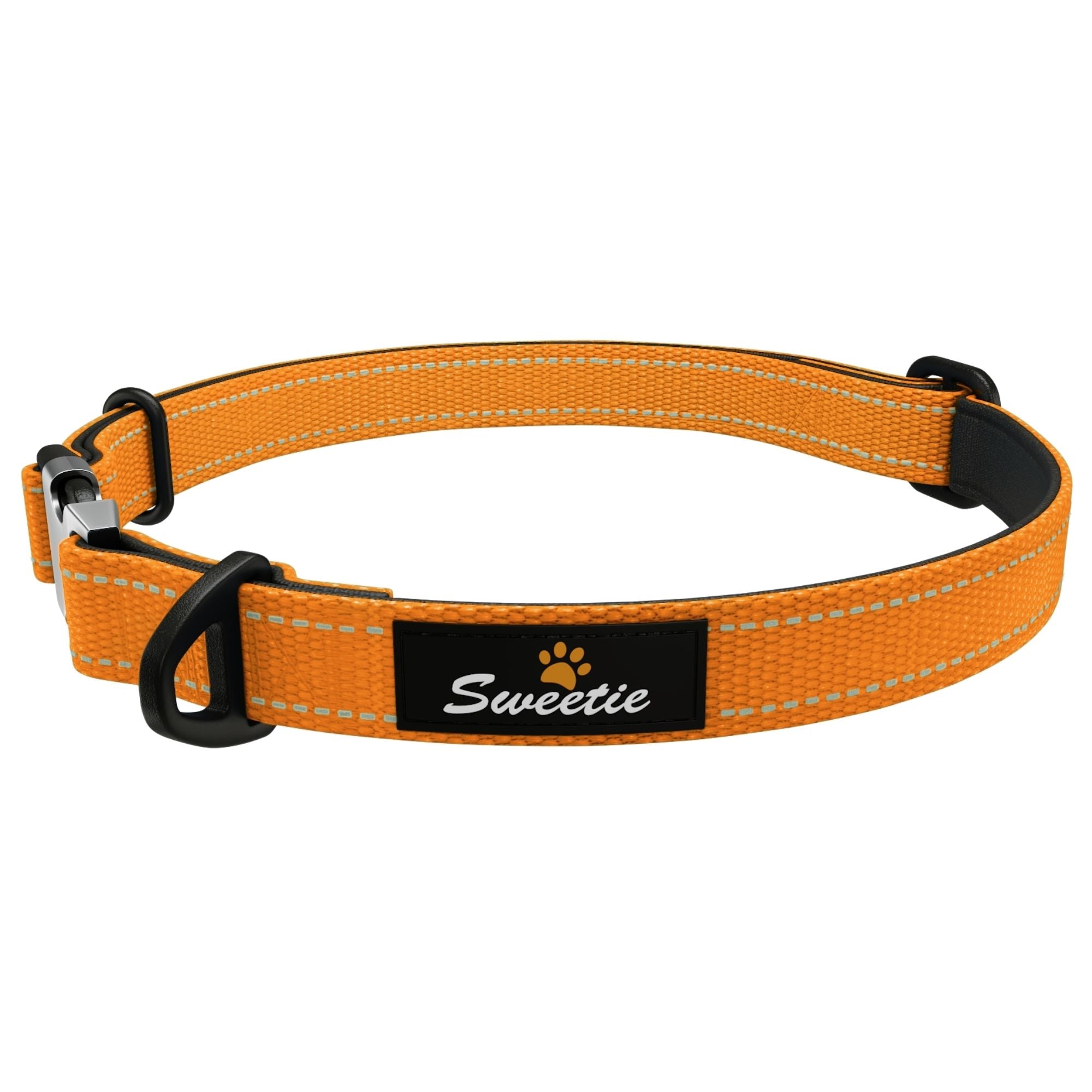 Neoprene Padded Dog Collar - Orange - Sweetie