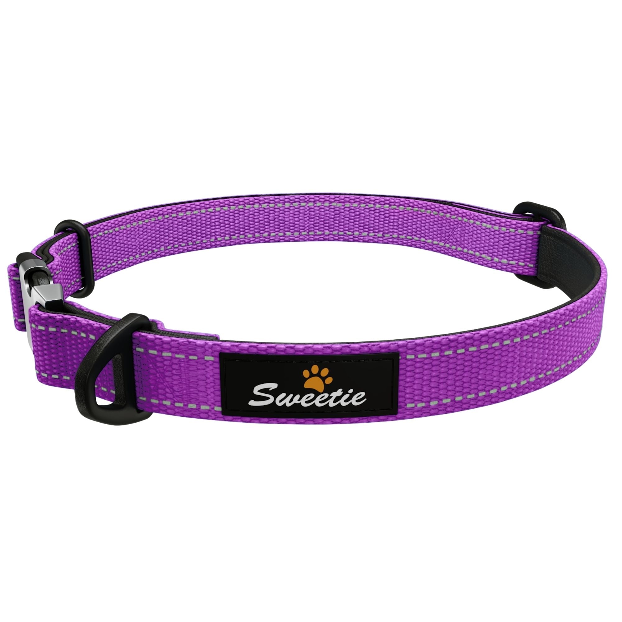 Neoprene Padded Dog Collar - Purple - Sweetie