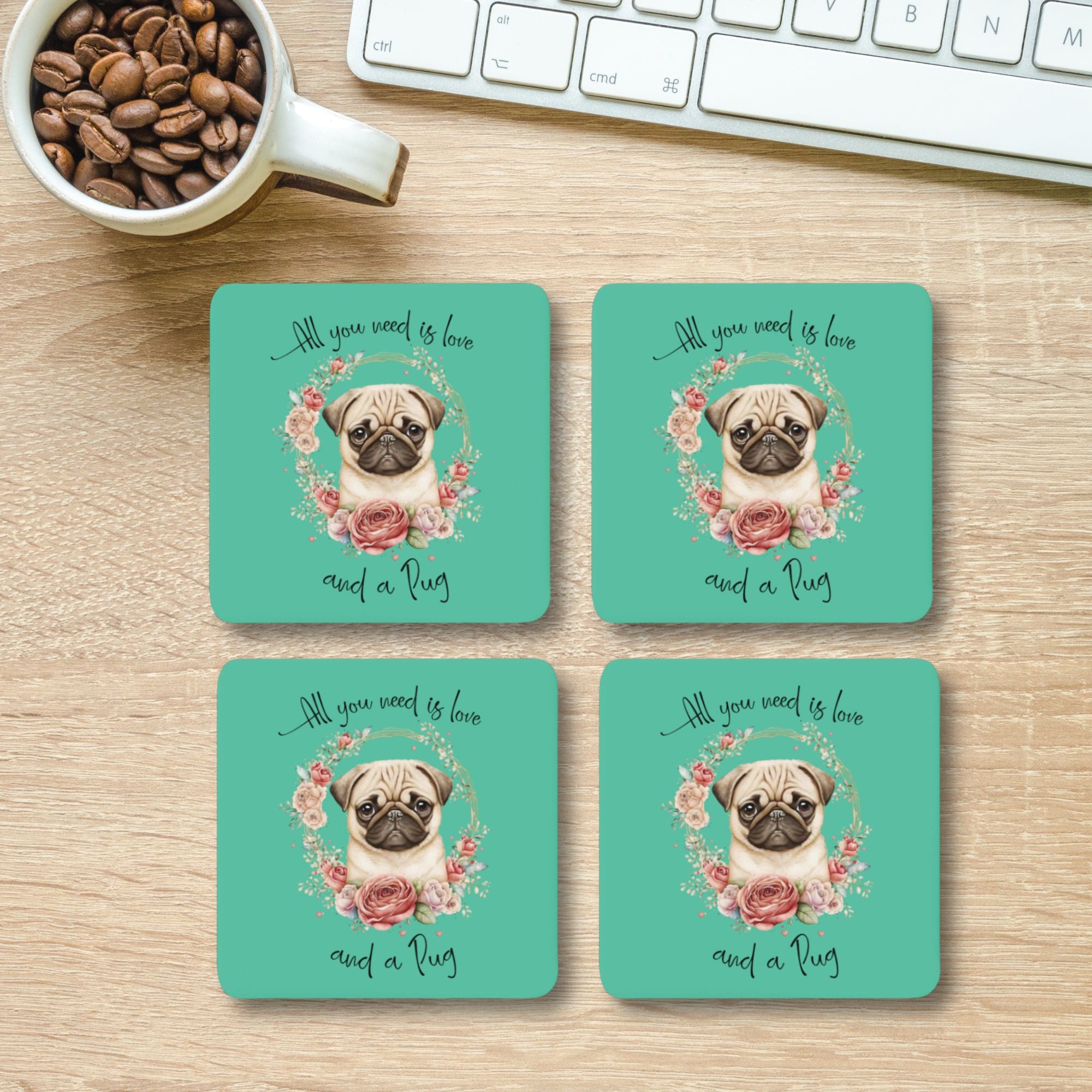 Coasters Dog Lover Gift, Set of 4 - Sweetie