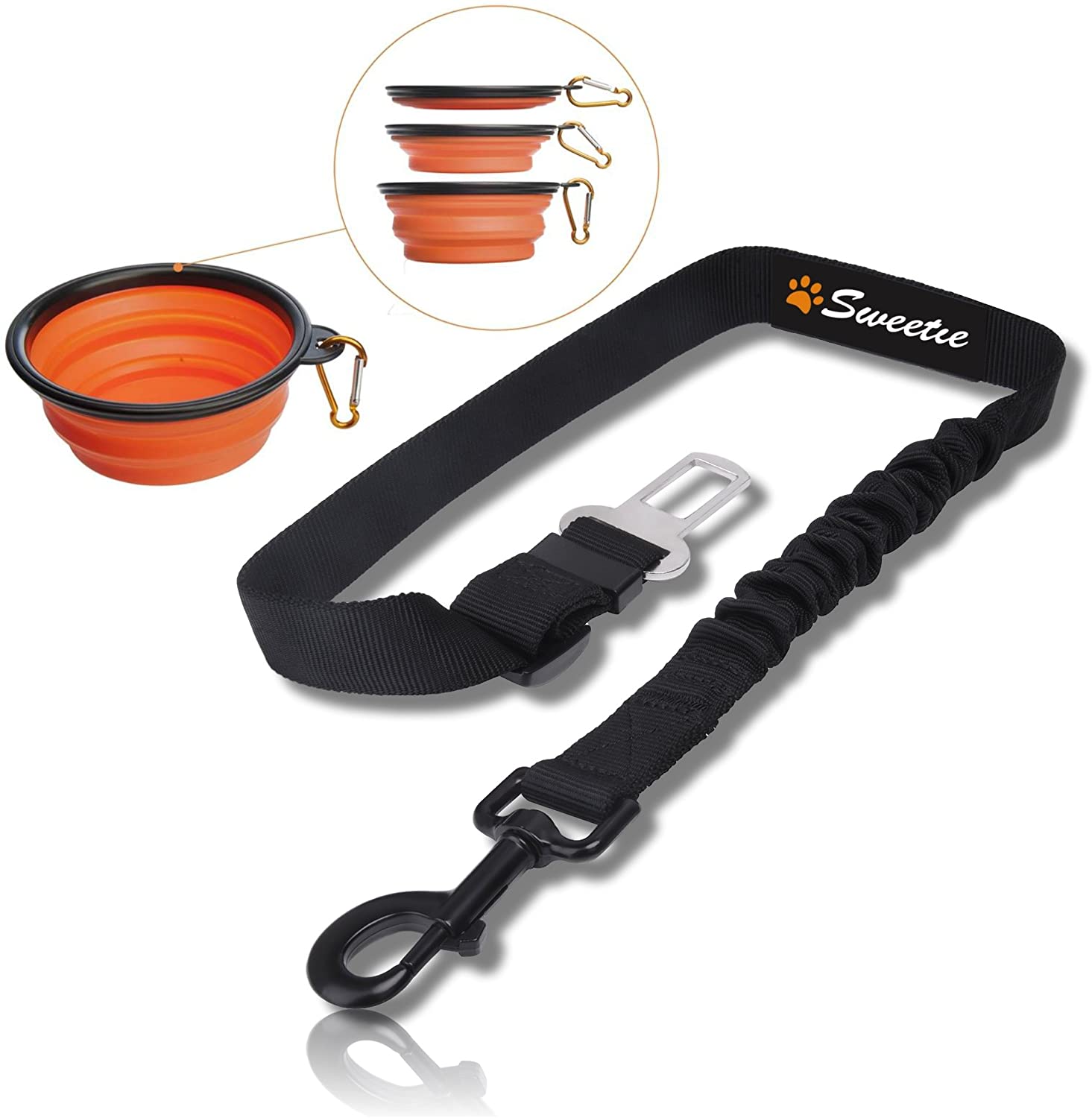 Dog Seat Belt for Car and Travel Water Bowl - Sweetie