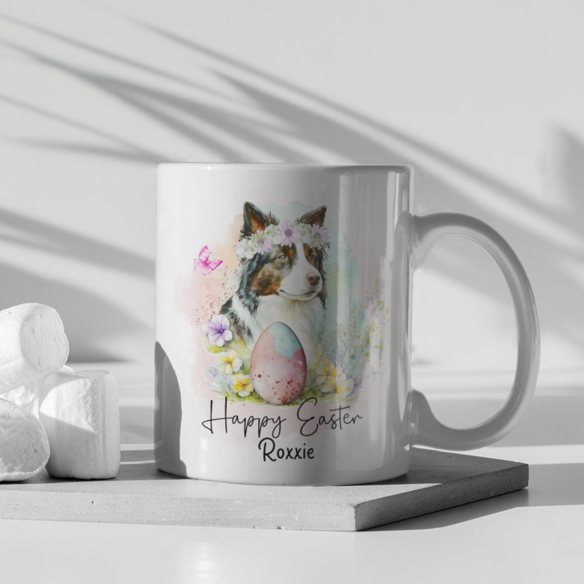Happy Easter Personalised Border Collie Mug - Sweetie