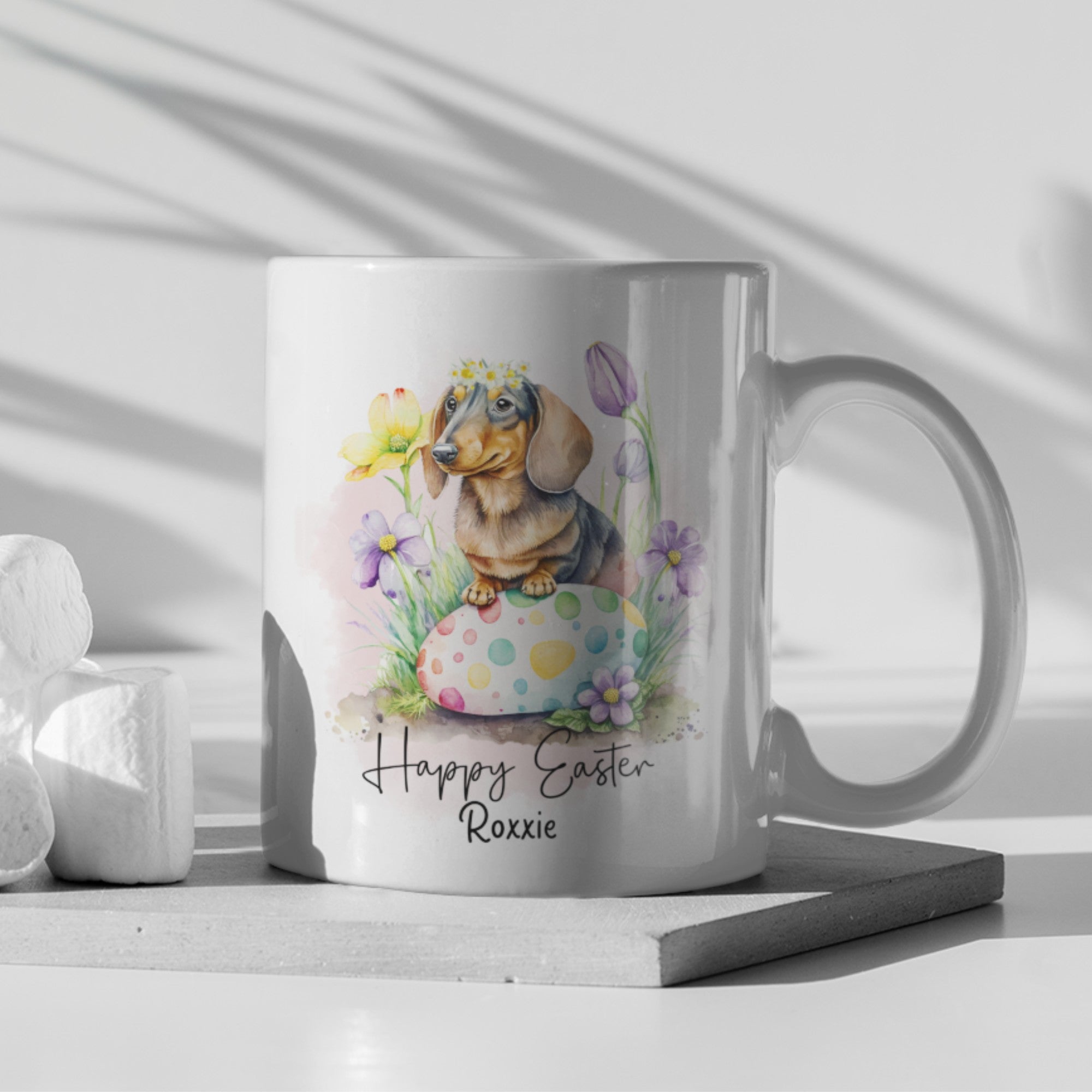 Happy Easter Personalised Dachshund Mug - Sweetie
