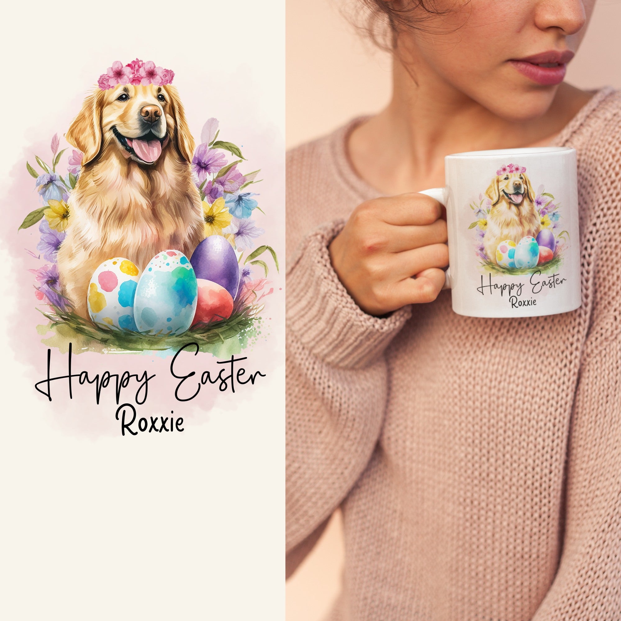 Happy Easter Personalised Golden Mug - Sweetie