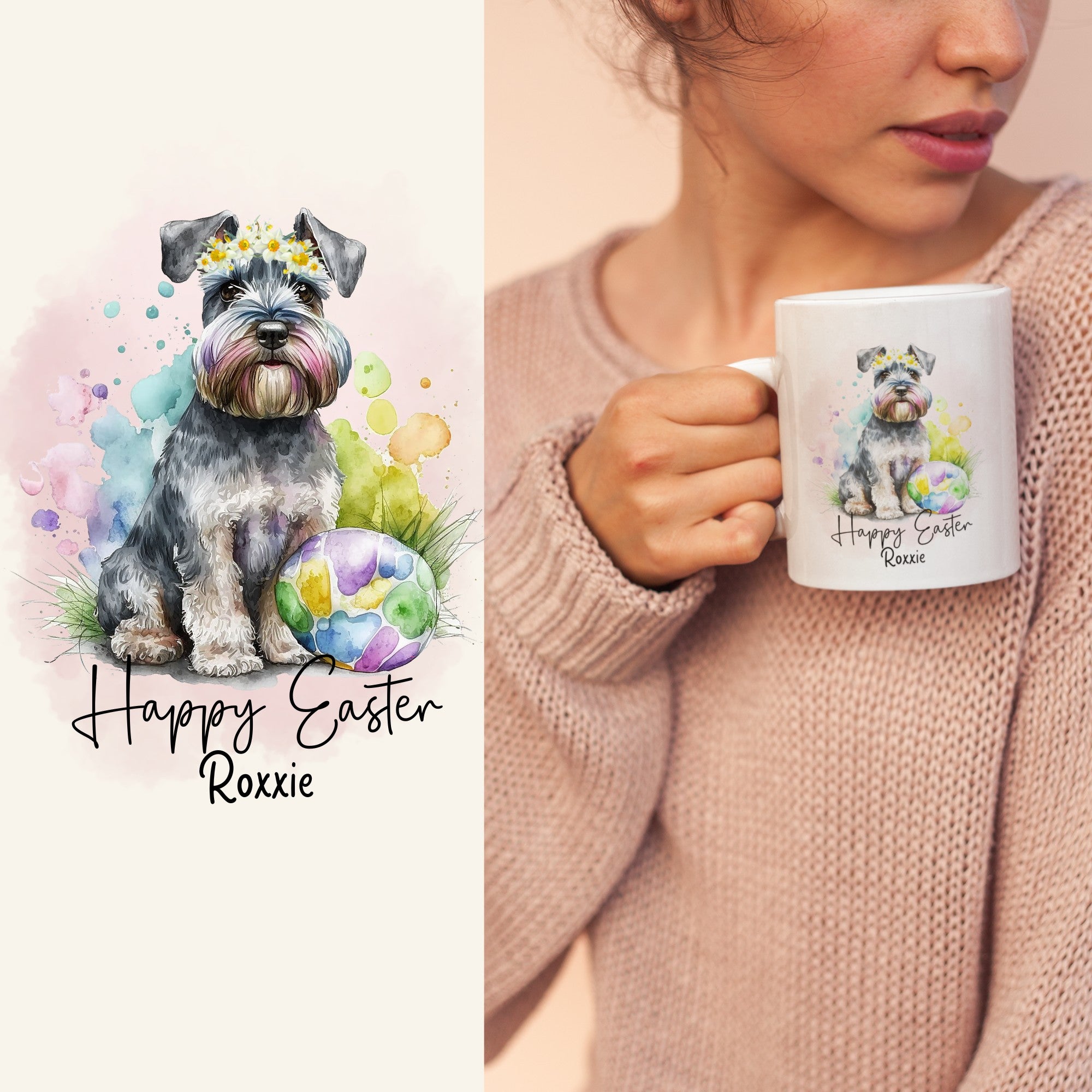 Happy Easter Personalised Schnauzer Mug - Sweetie