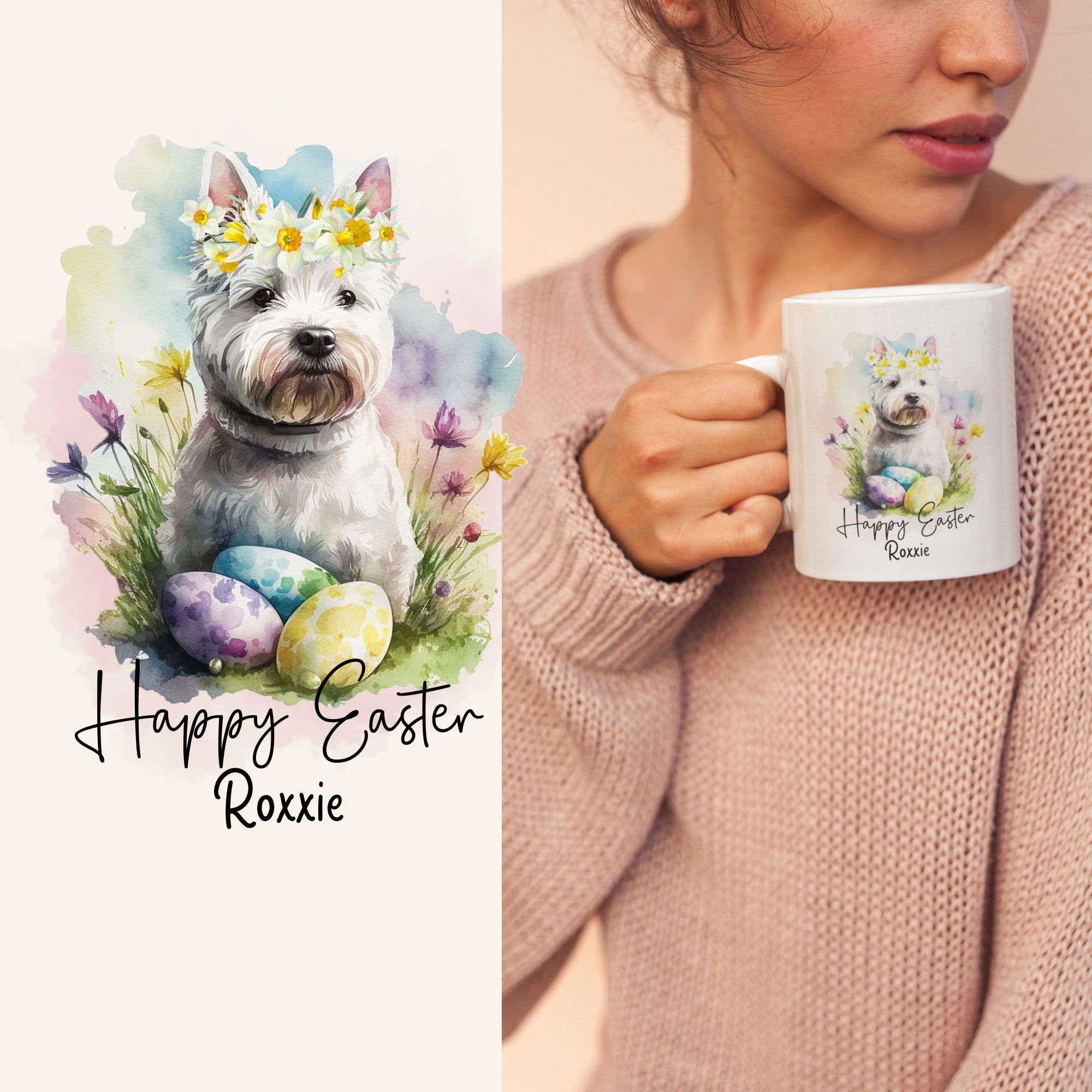 Happy Easter Personalised Westie's Mug - Sweetie