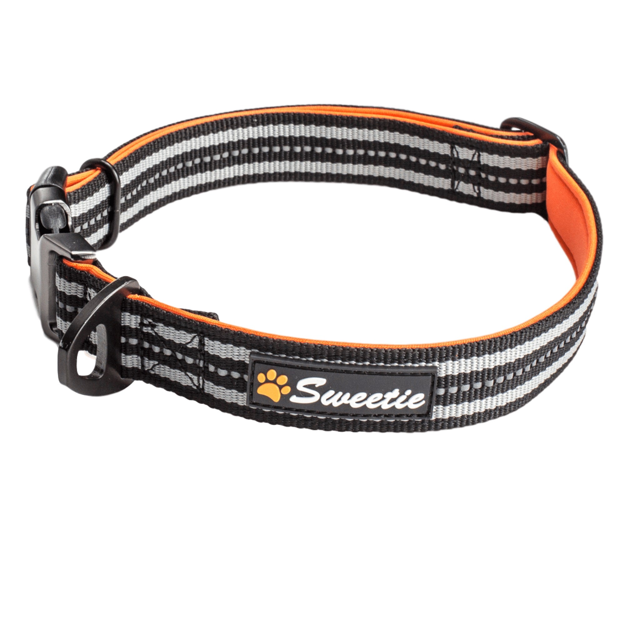 Neoprene Padded Dog Collar - Grey and Black - Sweetie