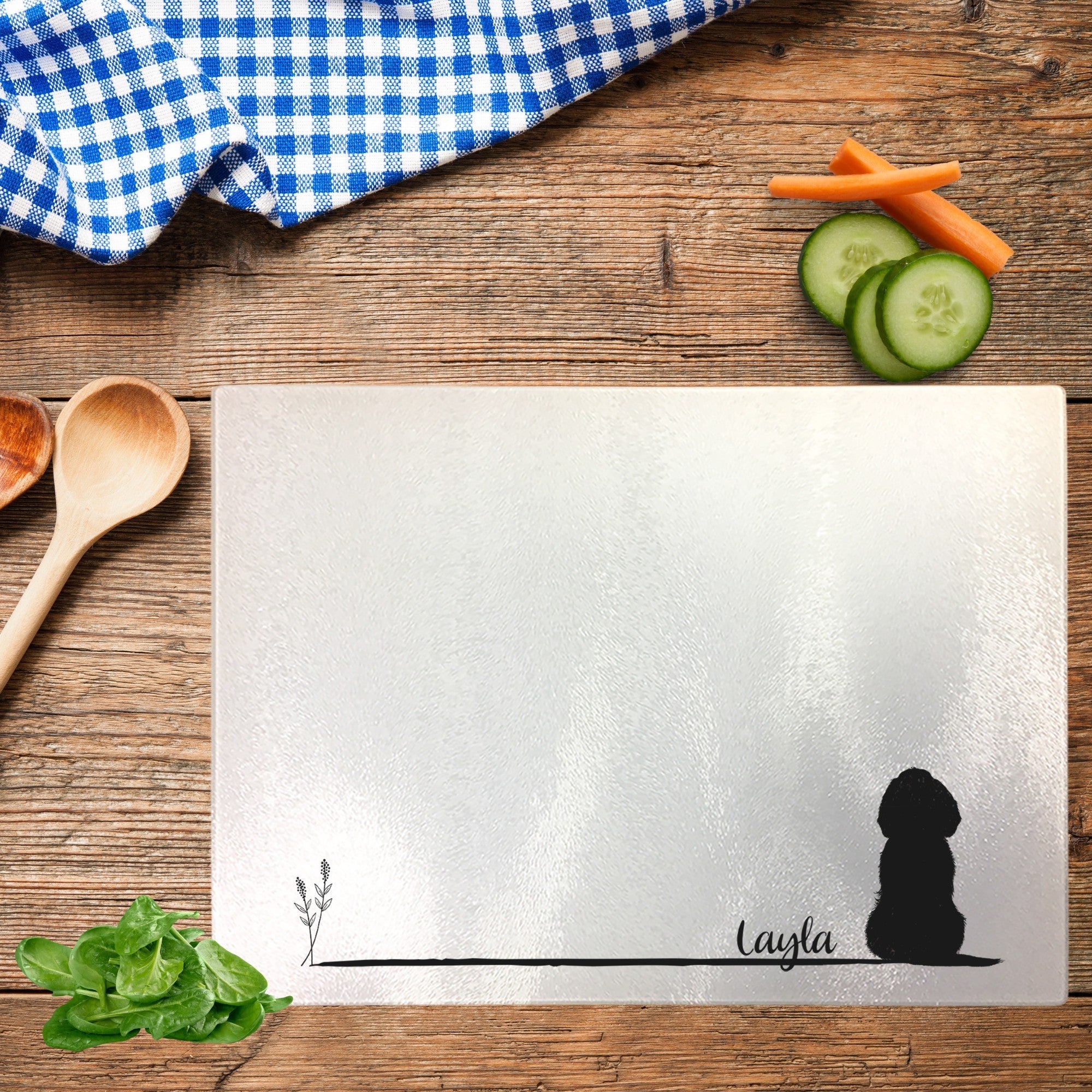 Personalised Chopping Board Sitting Dog - Sweetie