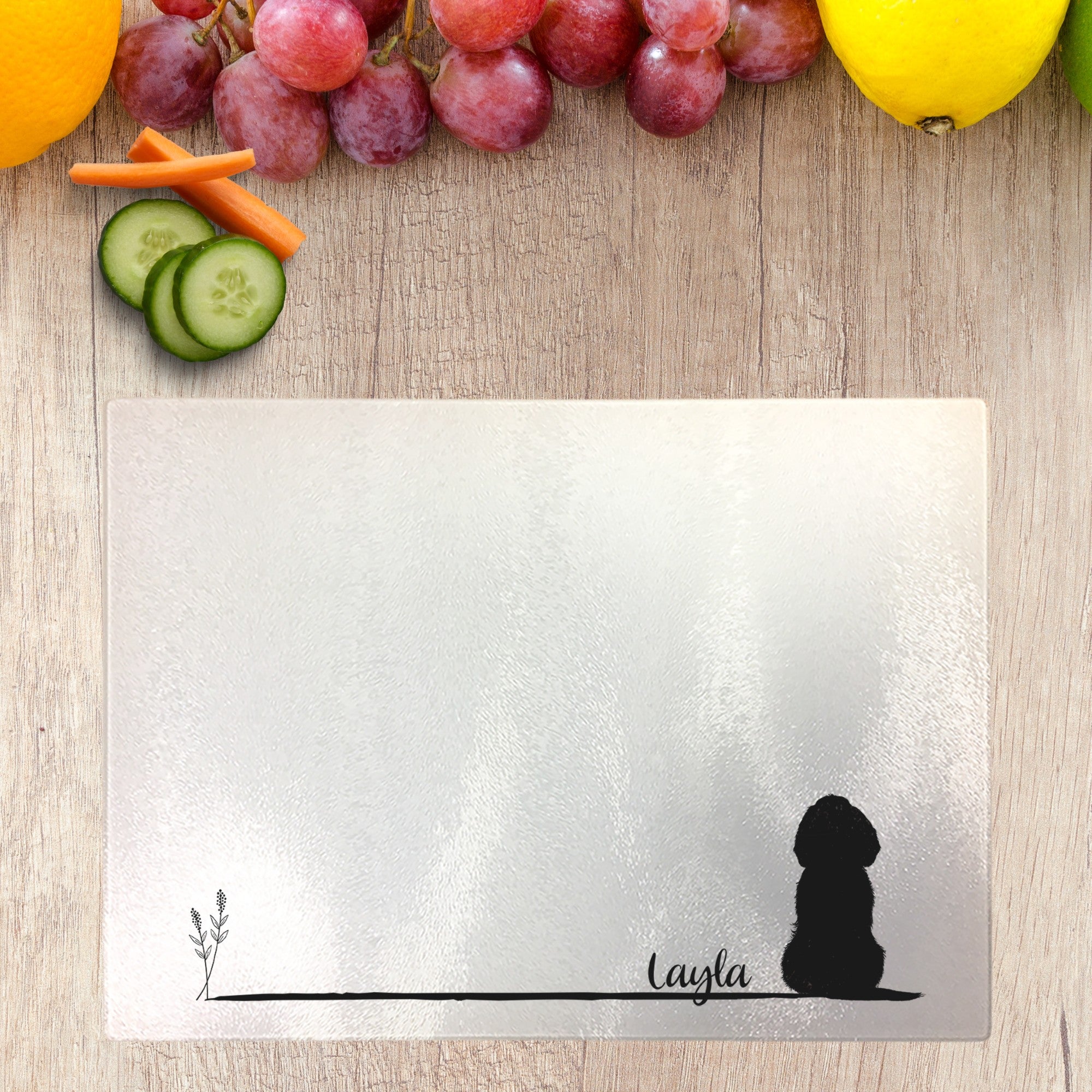 Personalised Chopping Board Sitting Dog - Sweetie