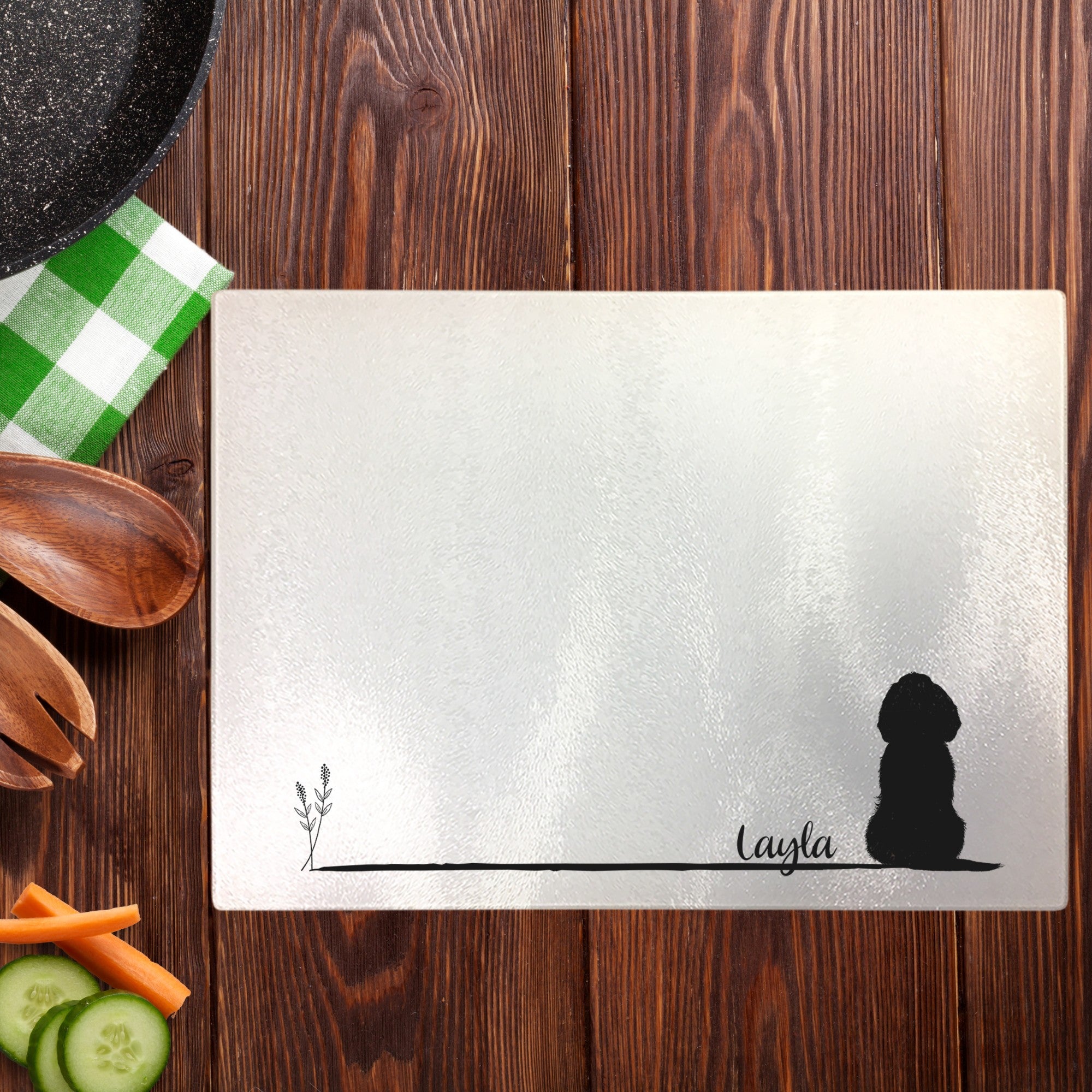 Personalised Chopping Board Sitting Dog - Sweetie