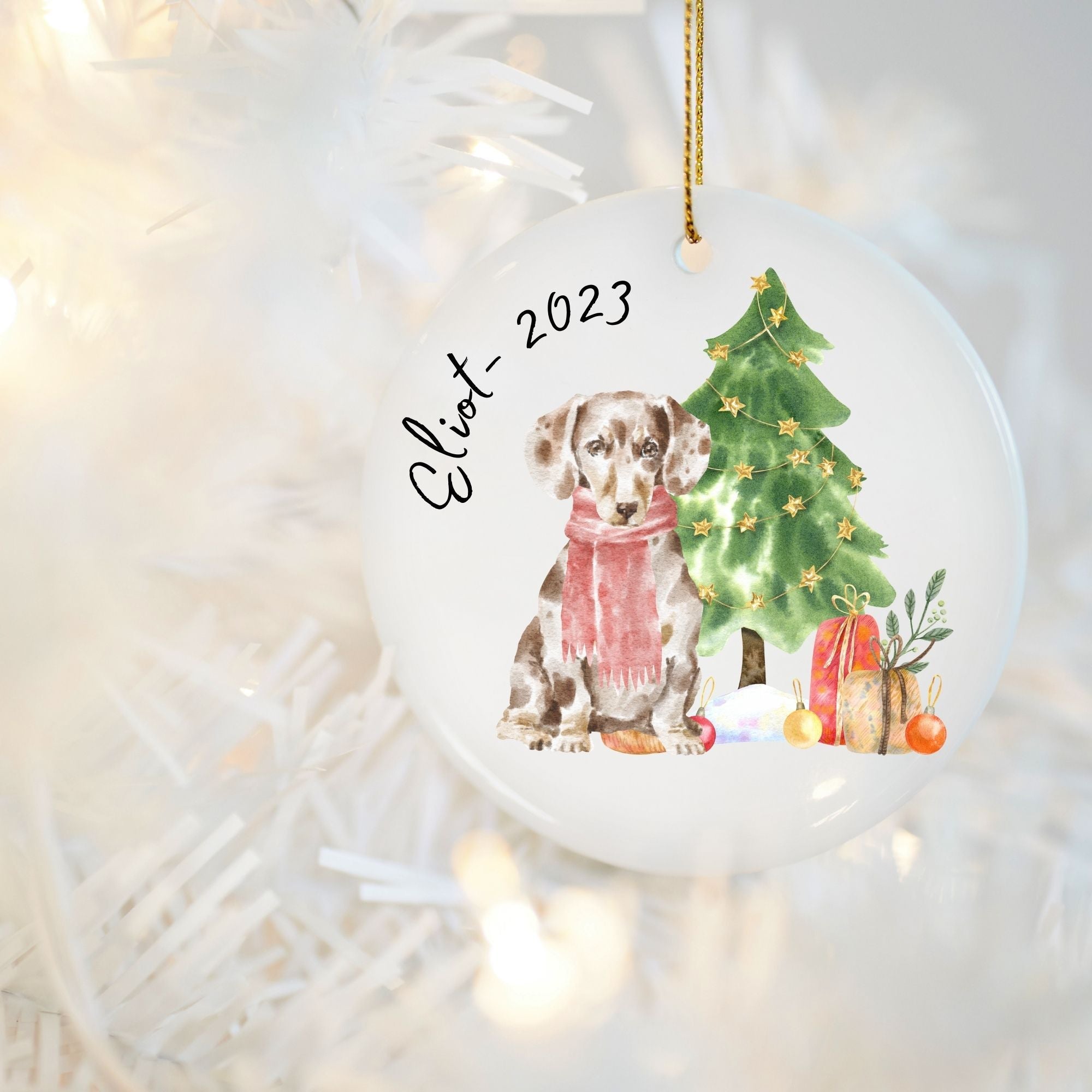 Personalised Christmas Ornament Dog Name and Year - Sweetie