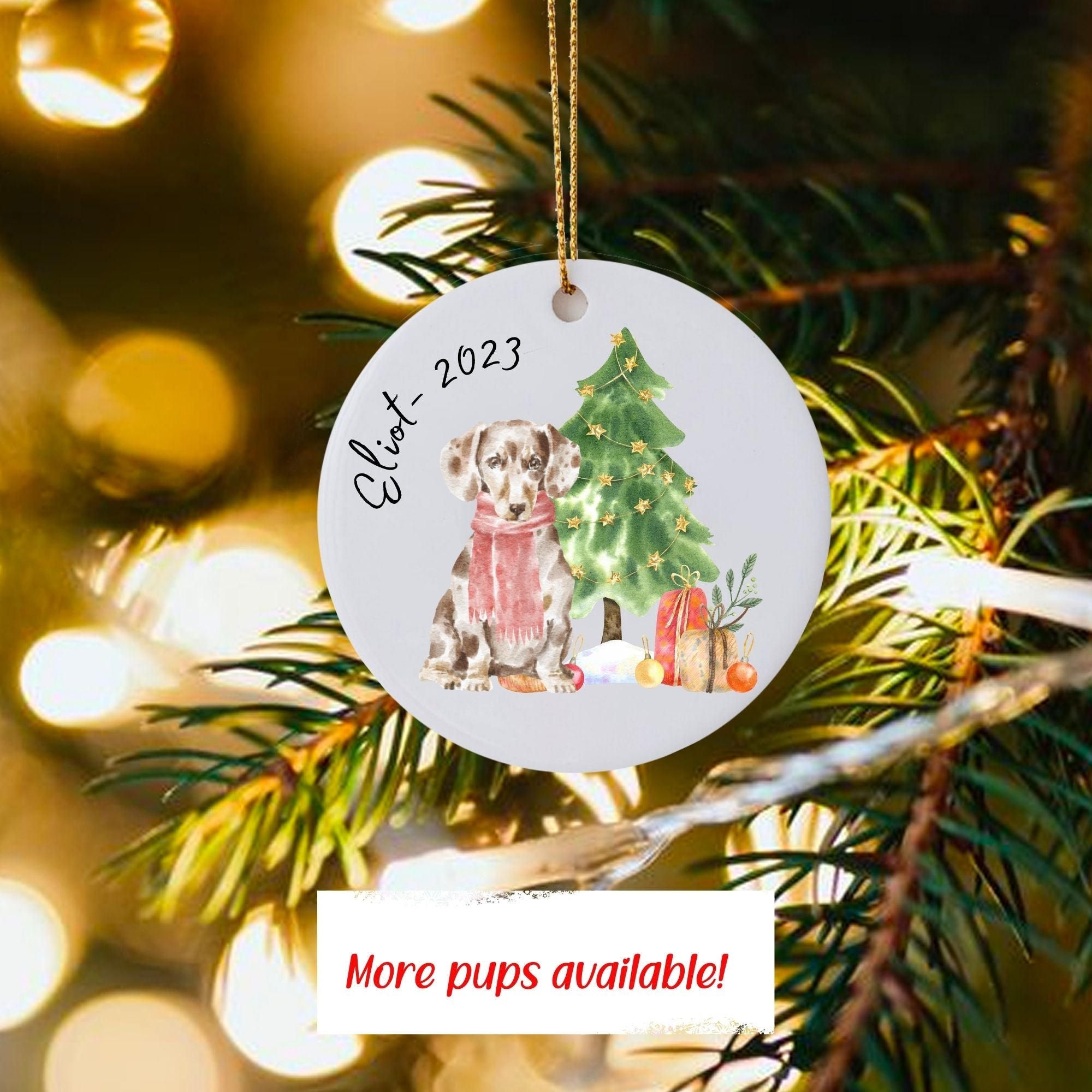 Personalised Christmas Ornament Dog Name and Year - Sweetie