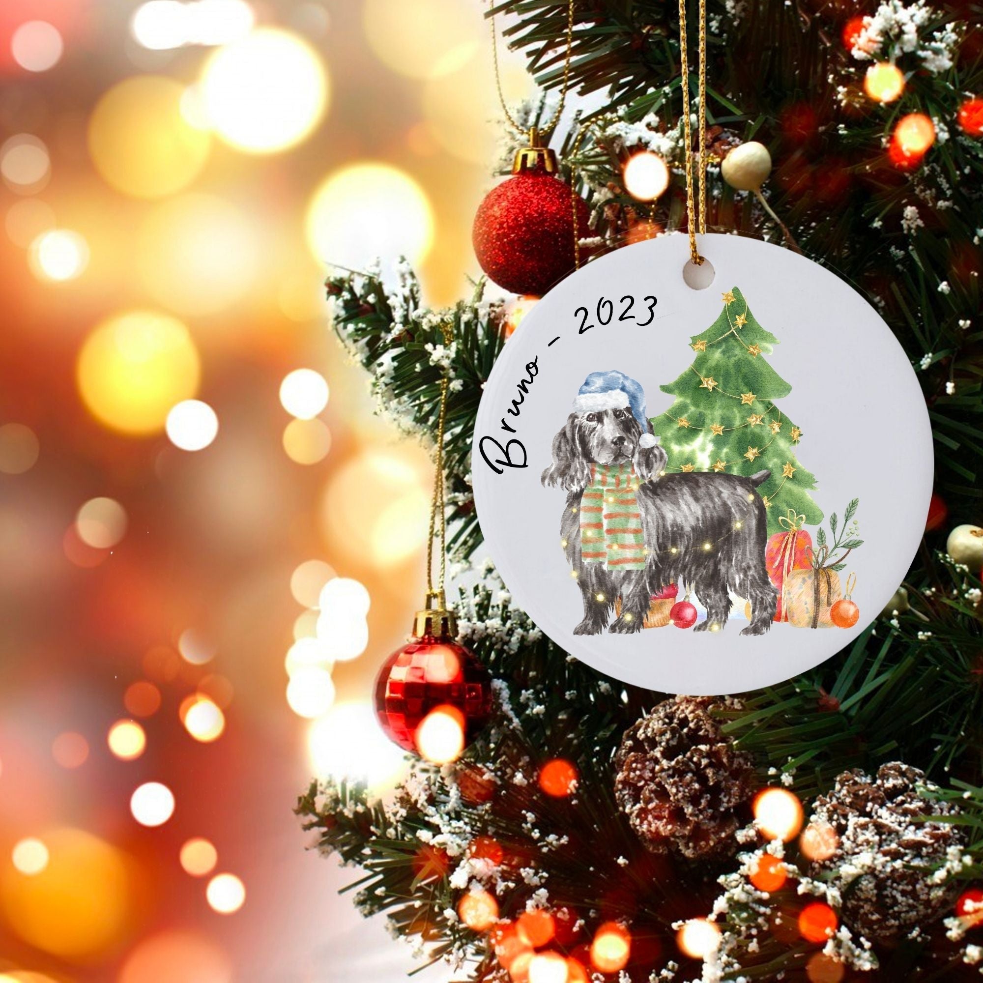 Personalised Christmas Ornament Dog Name and Year - Sweetie