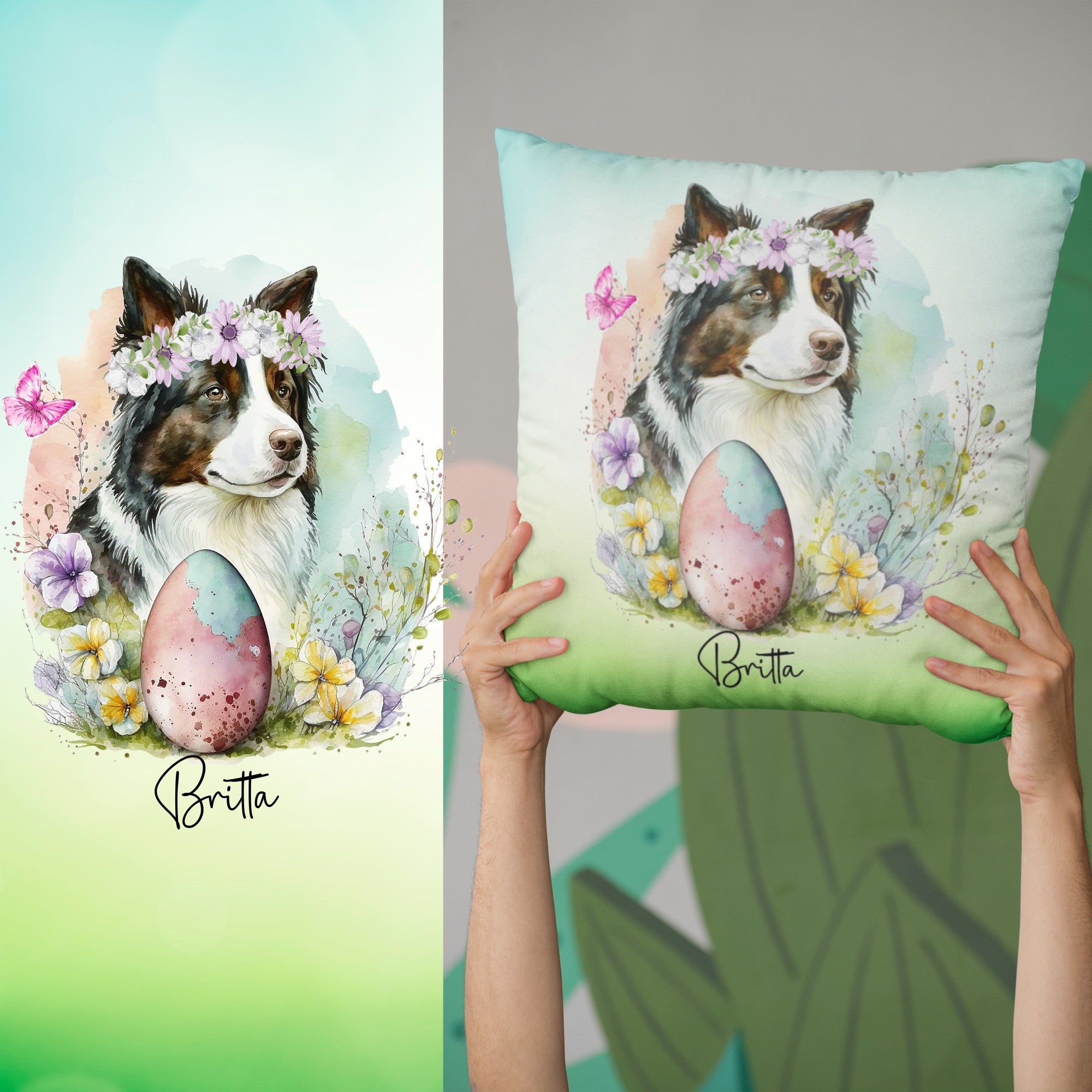 Personalised Collie Decorative Cushion - Sweetie