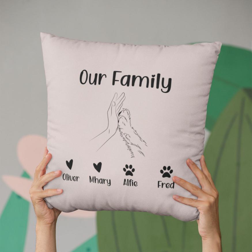 Personalised Cushion Family and Dog - Sweetie