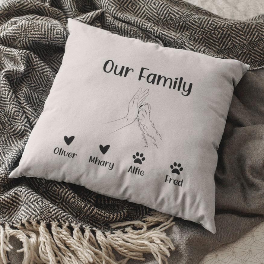 Personalised Cushion Family and Dog - Sweetie