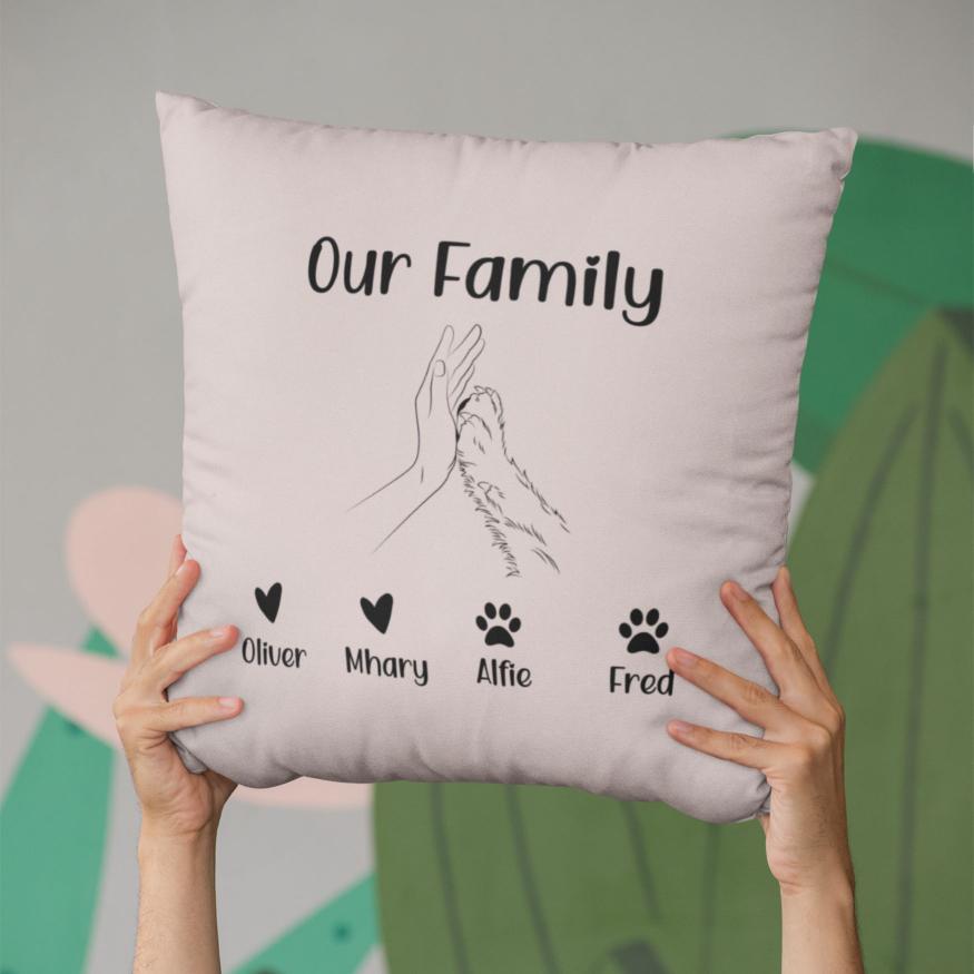 Personalised Cushion Family and Dog - Sweetie