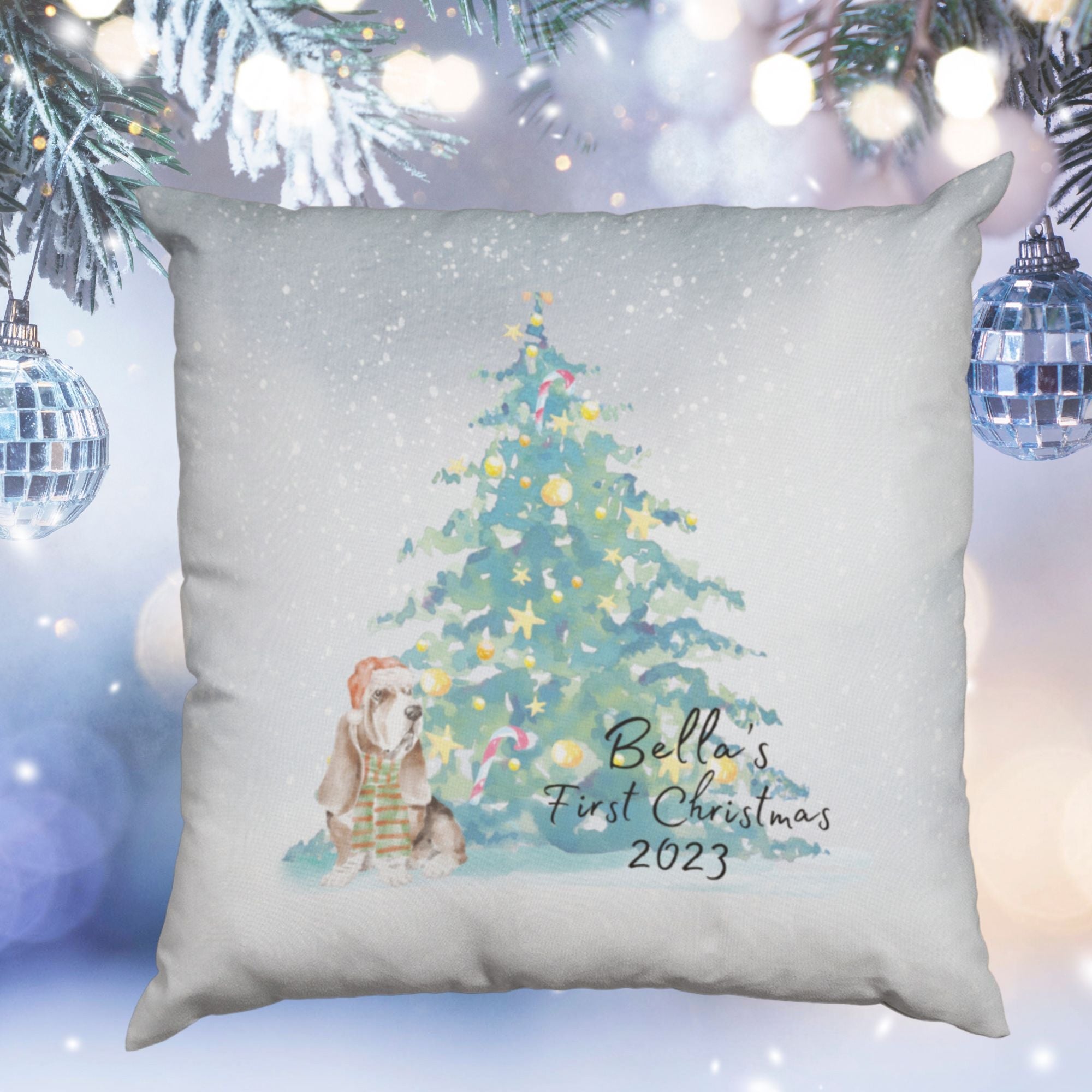 Personalised Dog First Christmas Cushion Gift - Sweetie