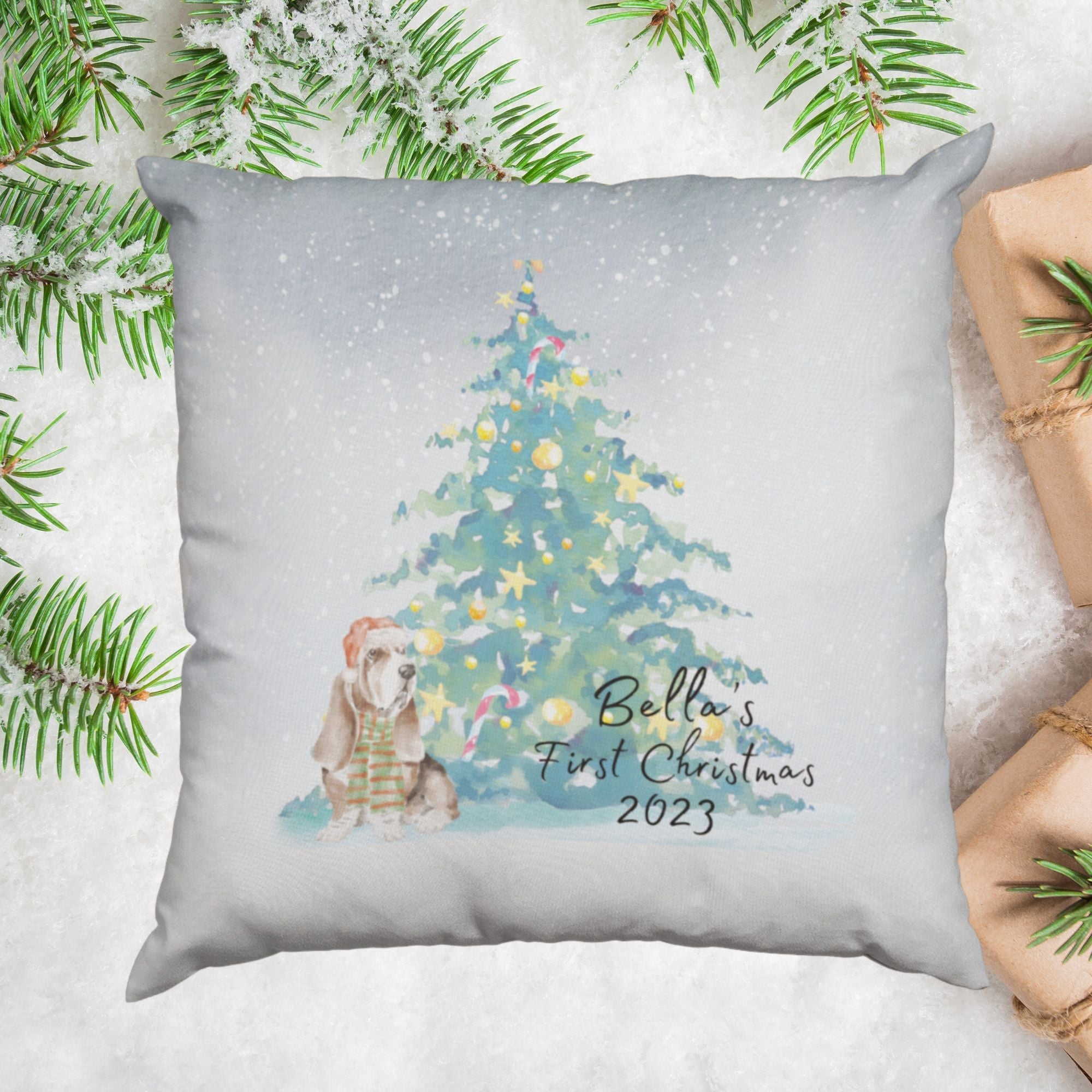 Personalised Dog First Christmas Cushion Gift - Sweetie