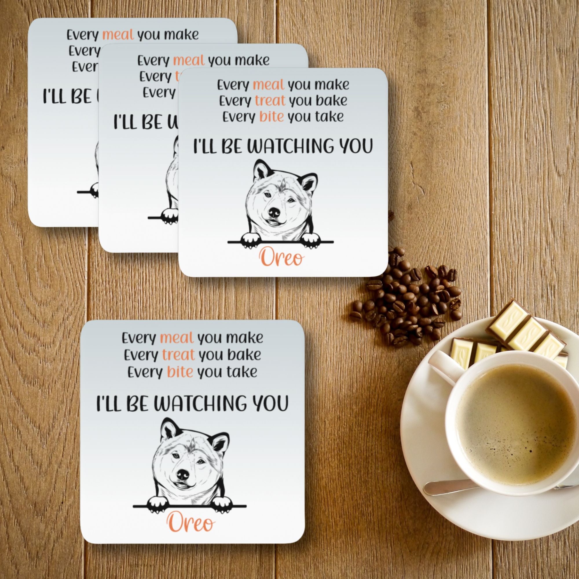 Personalised Funny Dog Coasters Set of 4 - Sweetie