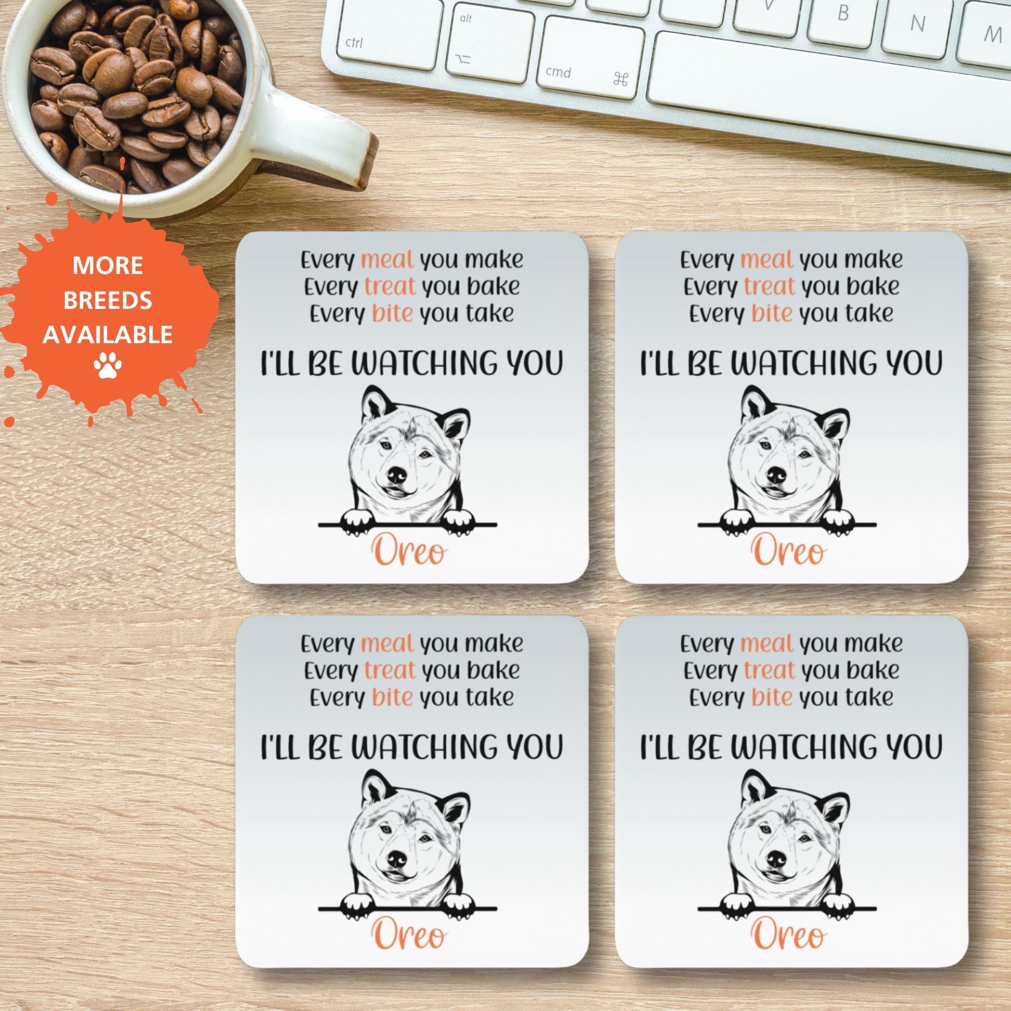 Personalised Funny Dog Coasters Set of 4 - Sweetie