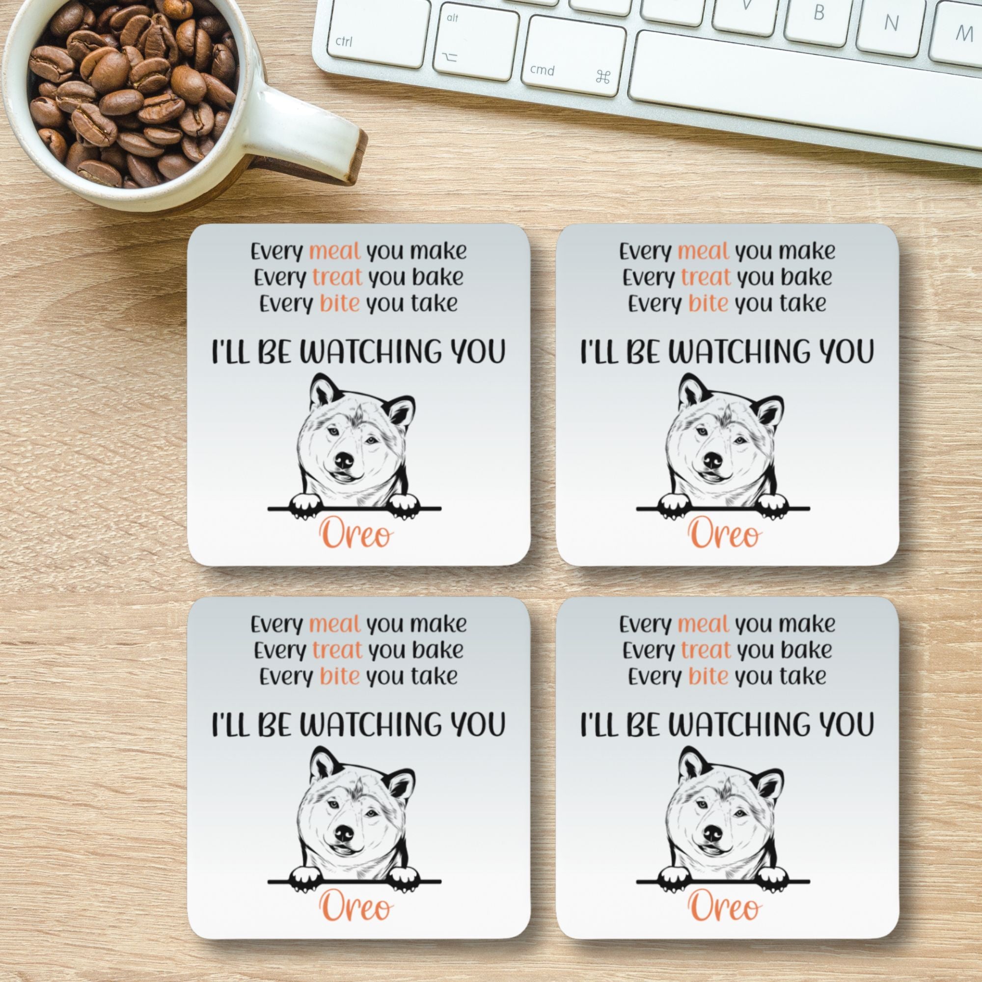Personalised Funny Dog Coasters Set of 4 - Sweetie