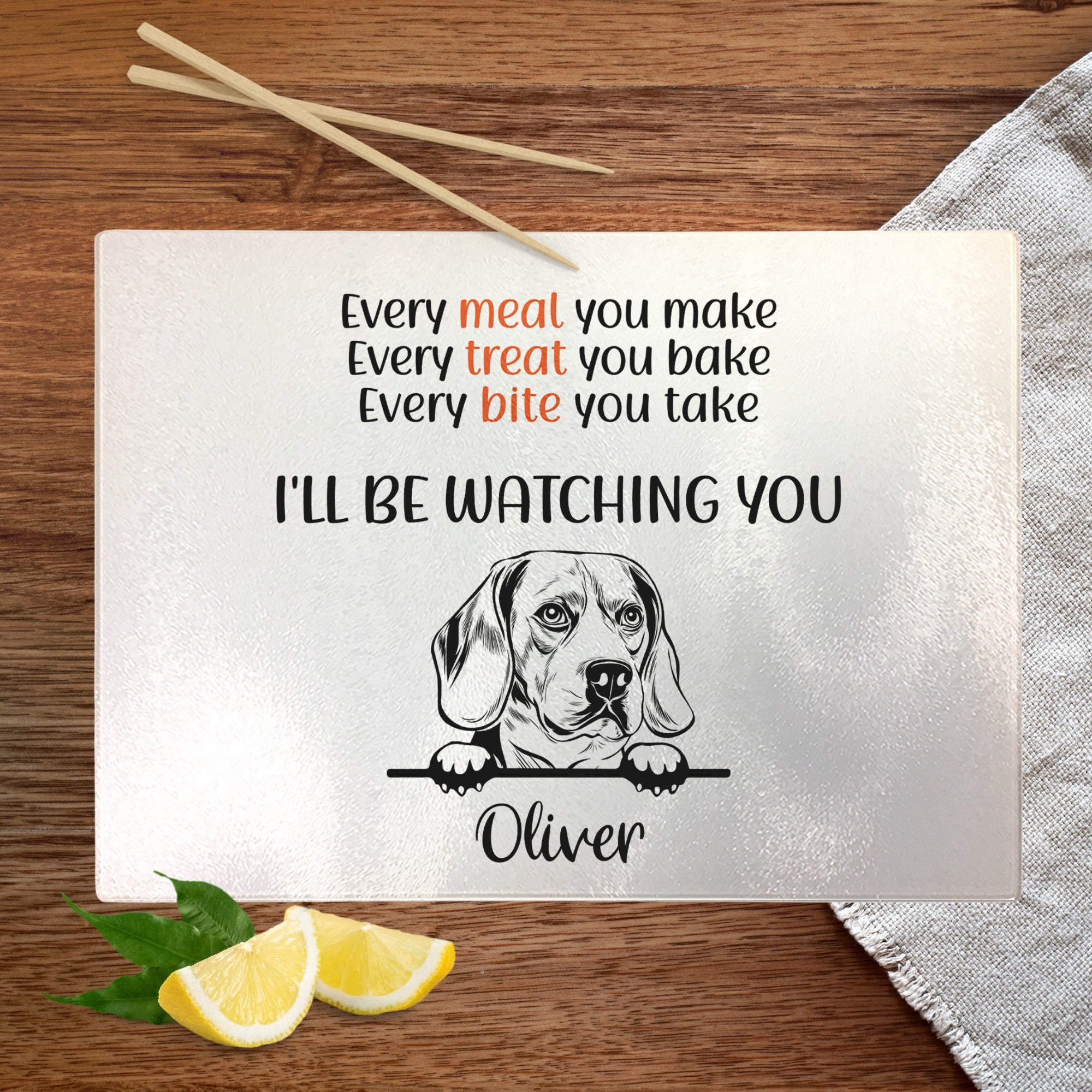 Personalised Funny Glass Chopping Board - Sweetie