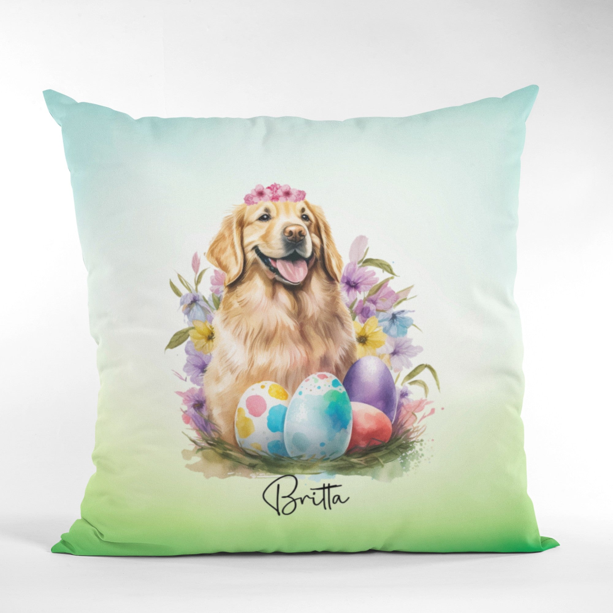 Personalised Golden Retriever Decorative Cushion - Sweetie