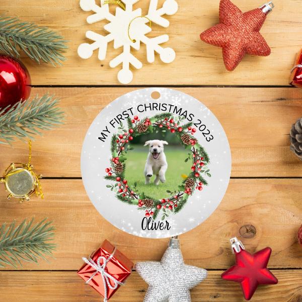 Personalised Photo First Dog Christmas / Merry Christmas Ornament - Sweetie