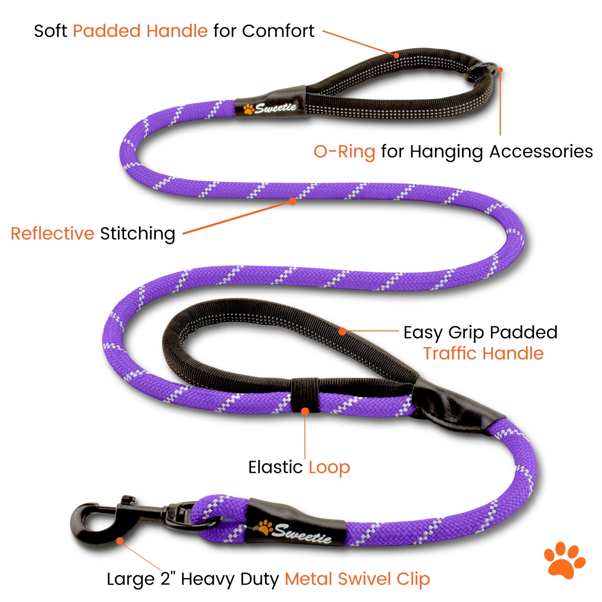 Purple Rope Lead - Sweetie