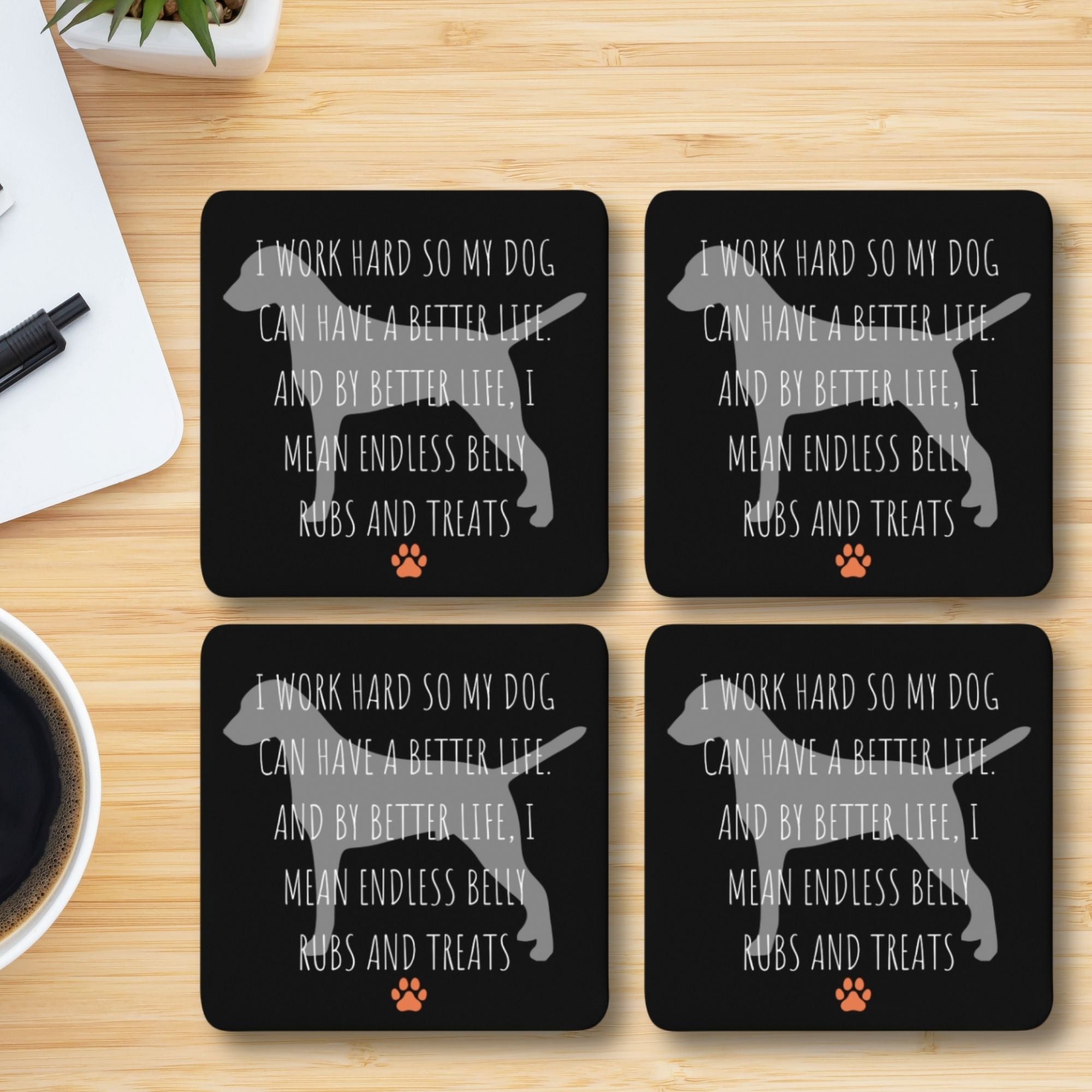 Set of 4 Coasters Dog Lover Funny Gift - Sweetie