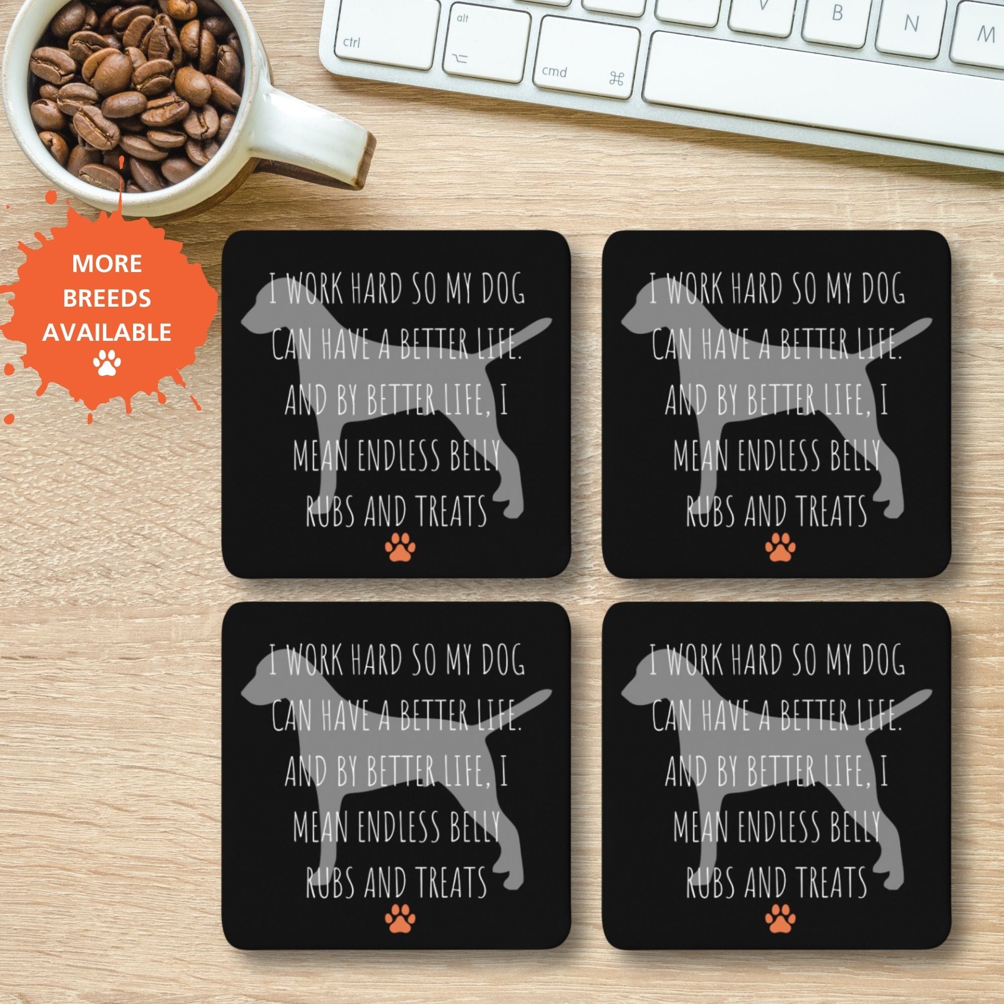 Set of 4 Coasters Dog Lover Funny Gift - Sweetie